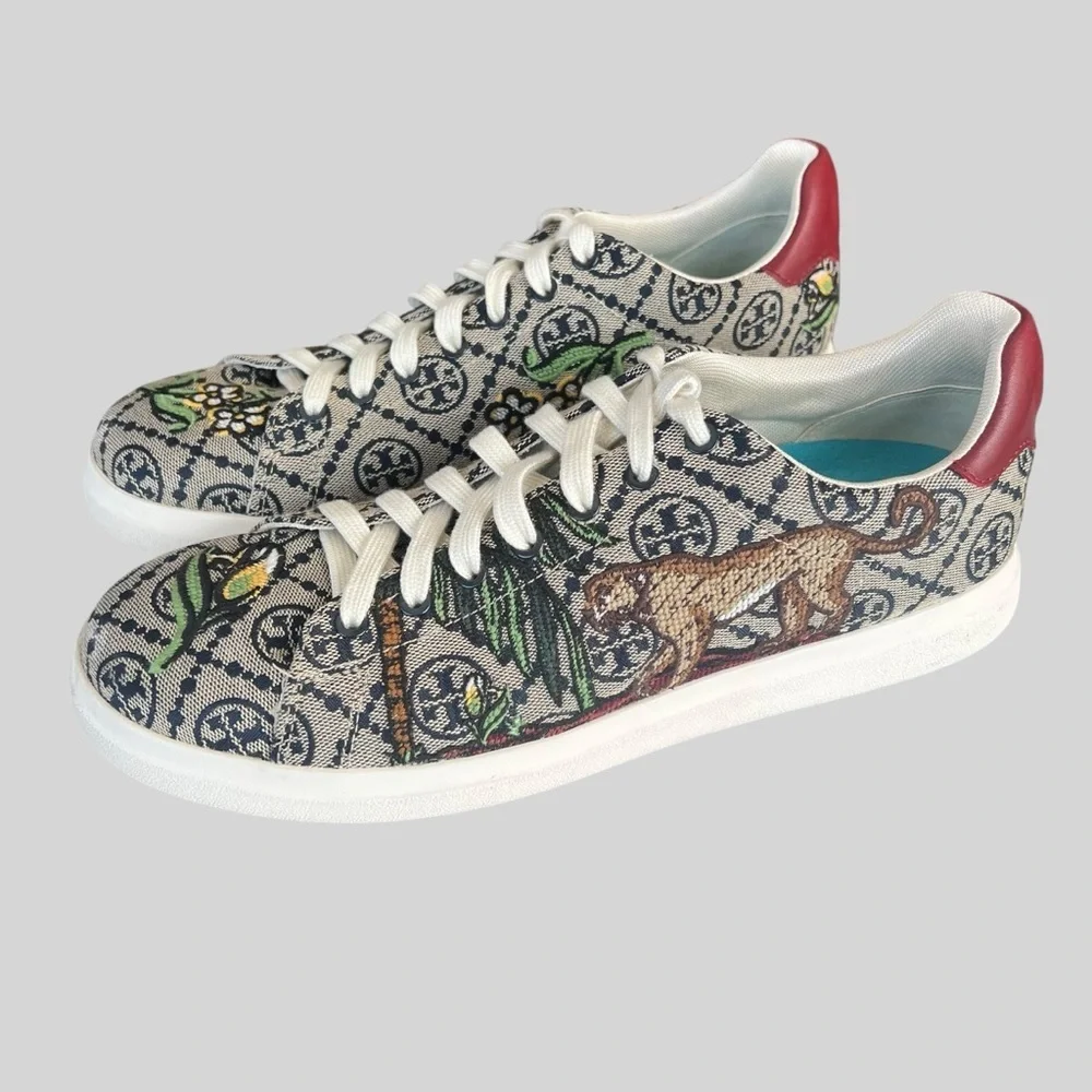 Tory Burch T Monogram Howell Embroidered Sneaker.